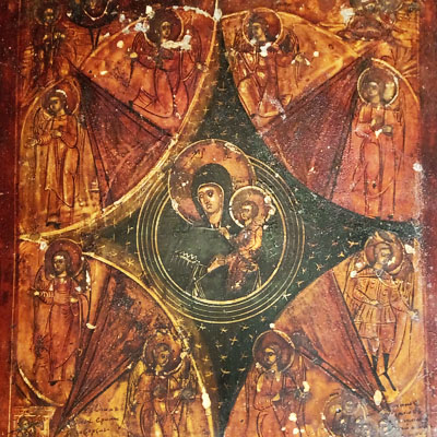 Фрагмент старинной иконы Неопалимая купина